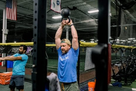 CrossFit Athlete doing a kettlebell swing 